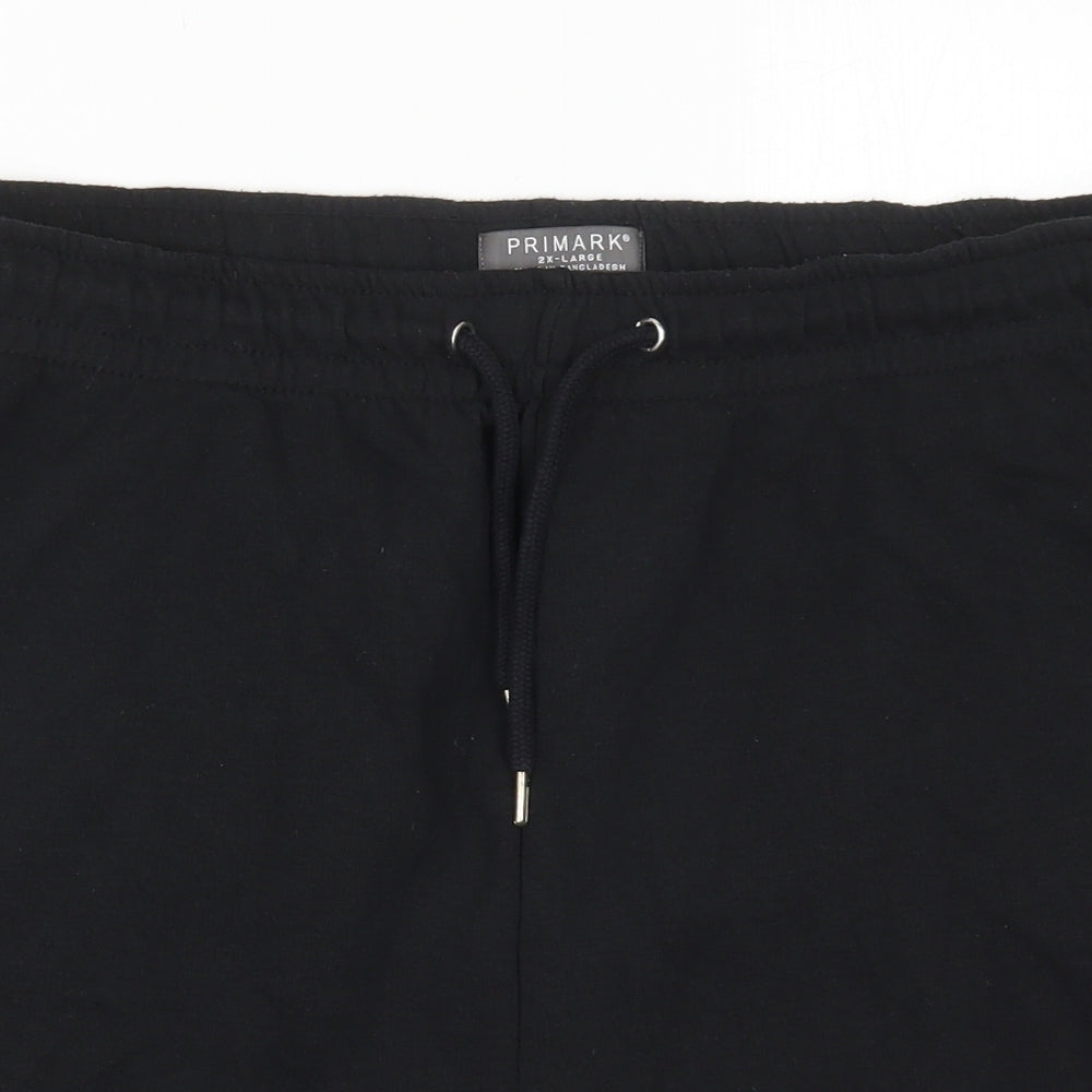Primark Mens Black  Cotton Sweat Shorts Size 2XL L7 in Regular Drawstring