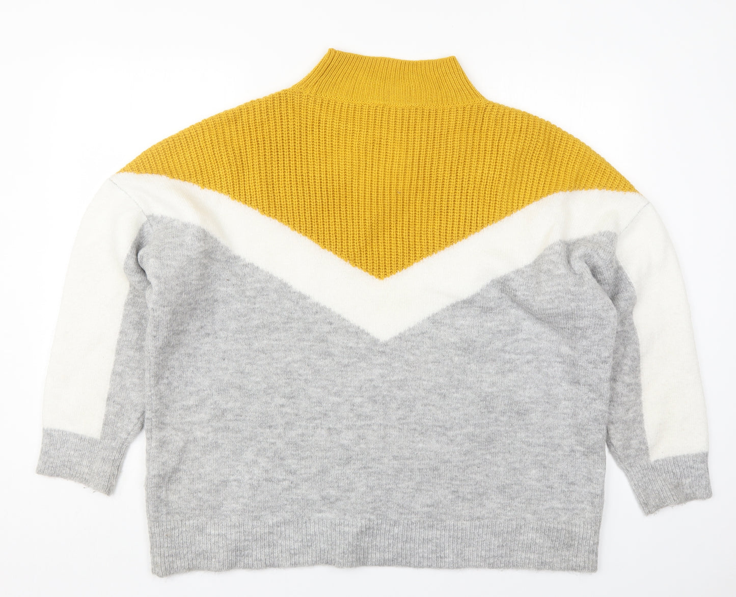 F&F Womens Yellow Round Neck Geometric Acrylic Shrug Jumper Size 22