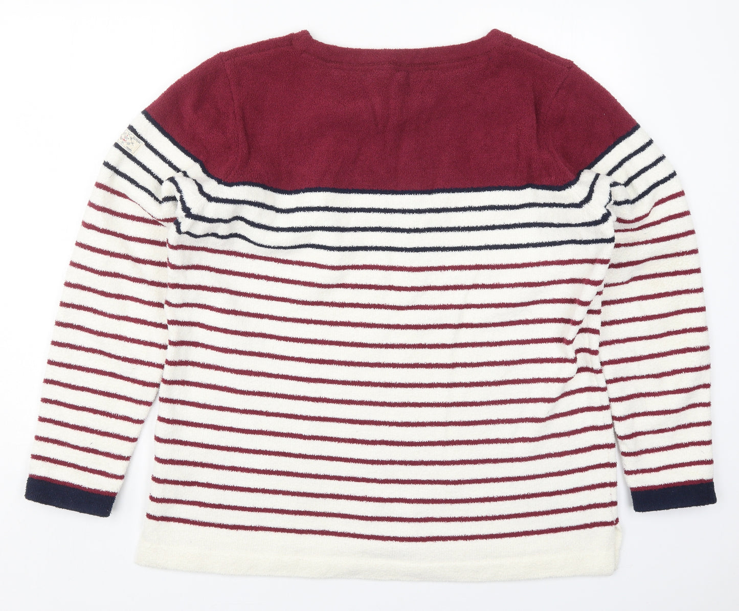 Joules Womens Red Round Neck Striped Polyester Pullover Jumper Size 18
