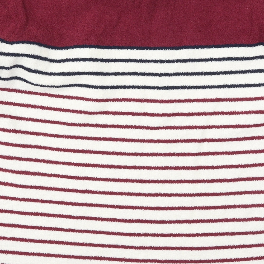 Joules Womens Red Round Neck Striped Polyester Pullover Jumper Size 18