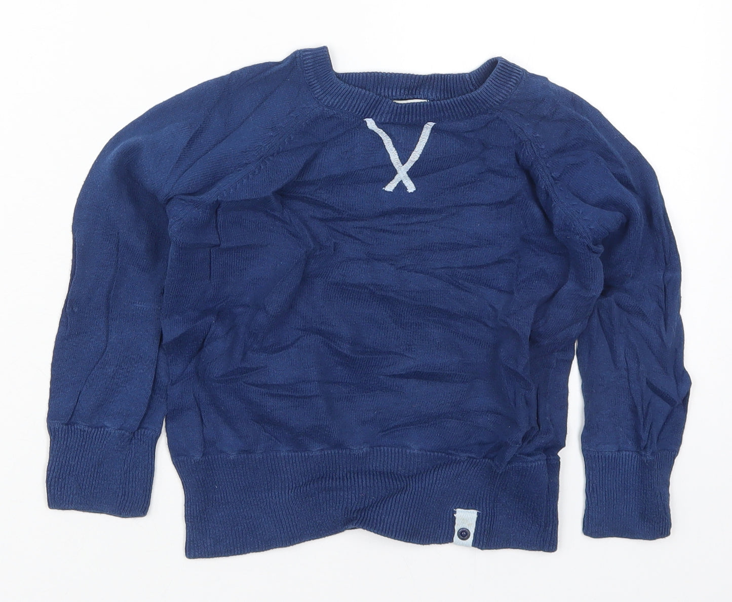 Vertbaudet Boys Blue Round Neck  Cotton Pullover Jumper Size 4 Years  Pullover - Union Jack