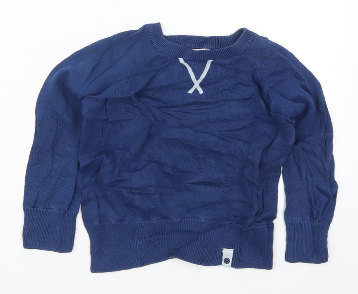 Vertbaudet Boys Blue Round Neck  Cotton Pullover Jumper Size 4 Years  Pullover - Union Jack