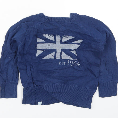 Vertbaudet Boys Blue Round Neck  Cotton Pullover Jumper Size 4 Years  Pullover - Union Jack