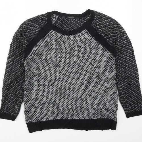 Marks and Spencer Womens Grey Round Neck Geometric Acrylic Pullover Jumper Size 10