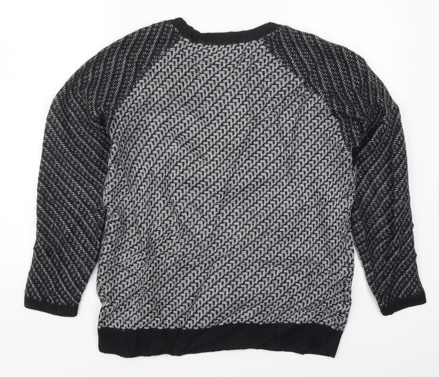 Marks and Spencer Womens Grey Round Neck Geometric Acrylic Pullover Jumper Size 10