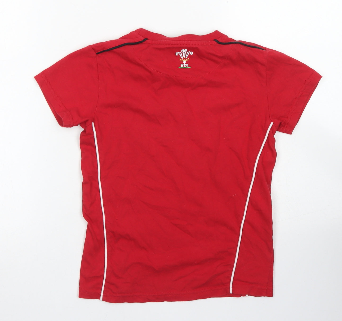 Welsh Rugby Boys Red  Cotton Basic T-Shirt Size 6-7 Years Crew Neck