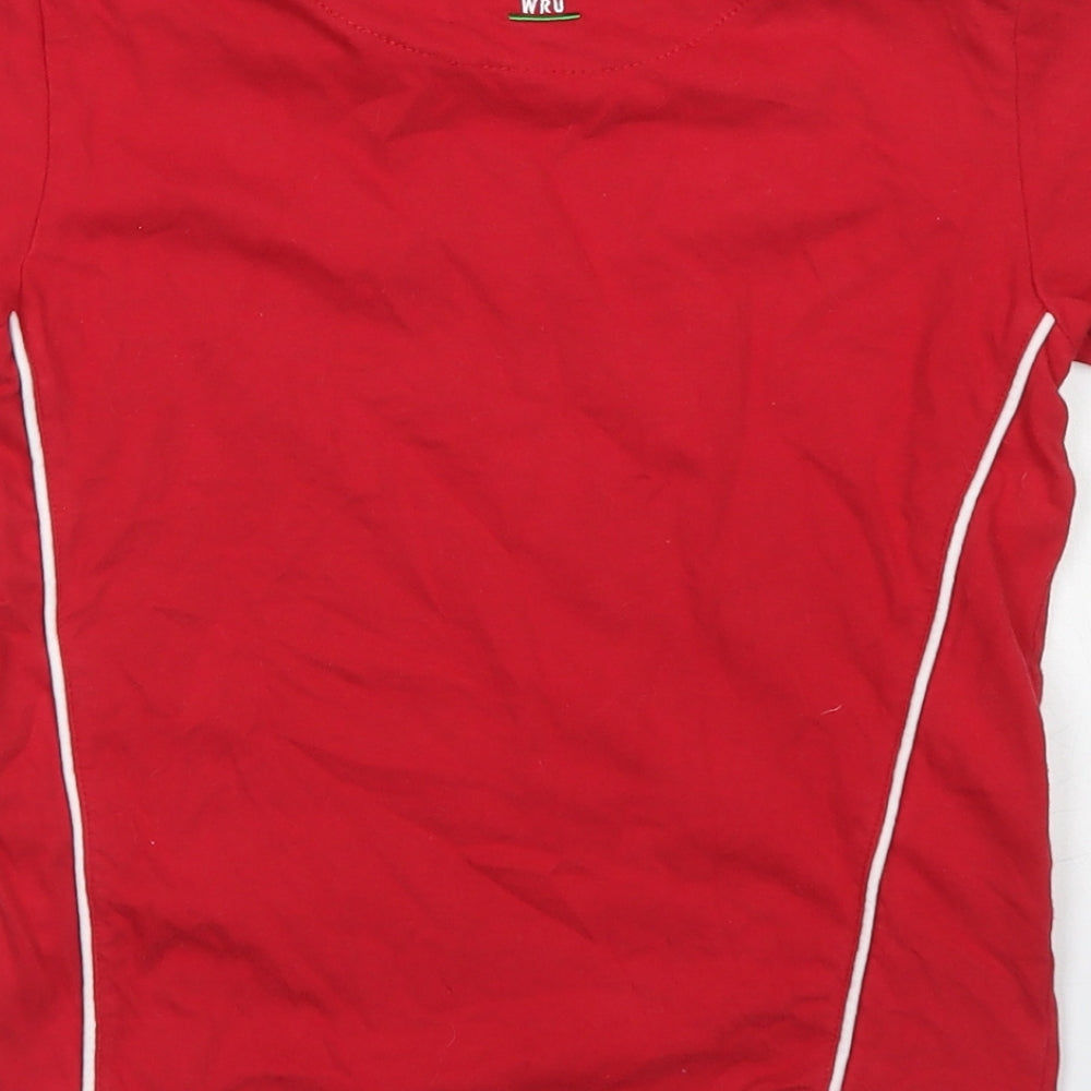 Welsh Rugby Boys Red  Cotton Basic T-Shirt Size 6-7 Years Crew Neck