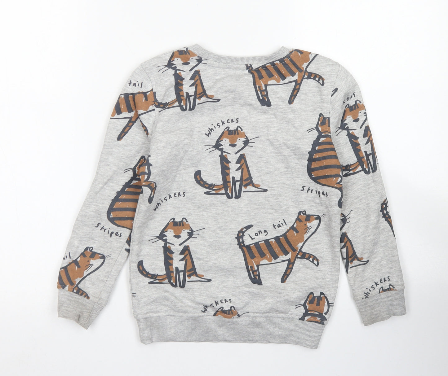 George Girls Grey  Cotton Pullover Sweatshirt Size 6-7 Years   - Tigers