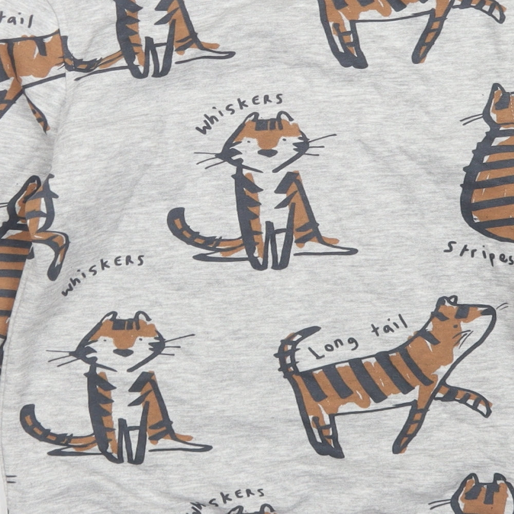 George Girls Grey  Cotton Pullover Sweatshirt Size 6-7 Years   - Tigers