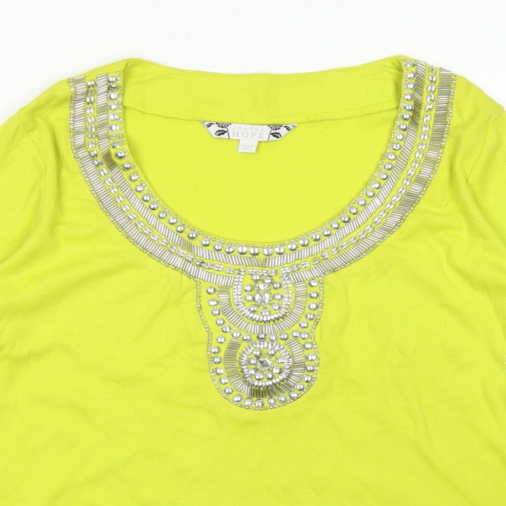 Joanna Hope Womens Yellow  Cotton Basic T-Shirt Size 18 Round Neck
