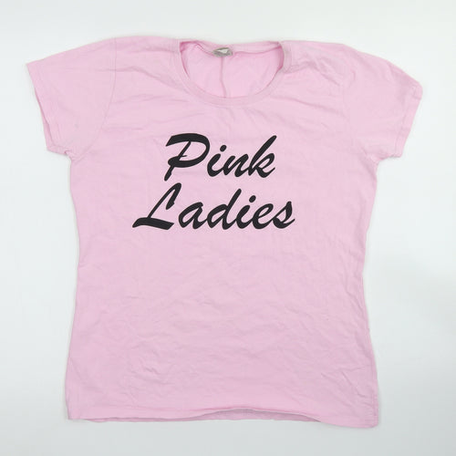 Fruit of the Loom Womens Pink  Cotton Basic T-Shirt Size L Crew Neck - Pink Ladies