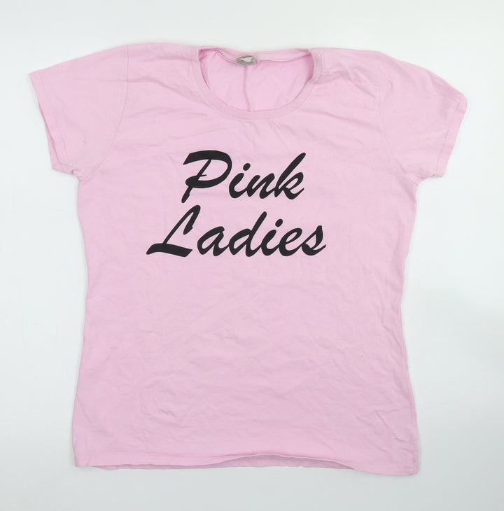 Fruit of the Loom Womens Pink Cotton Basic T-Shirt Size L Crew Neck - Pink Ladies