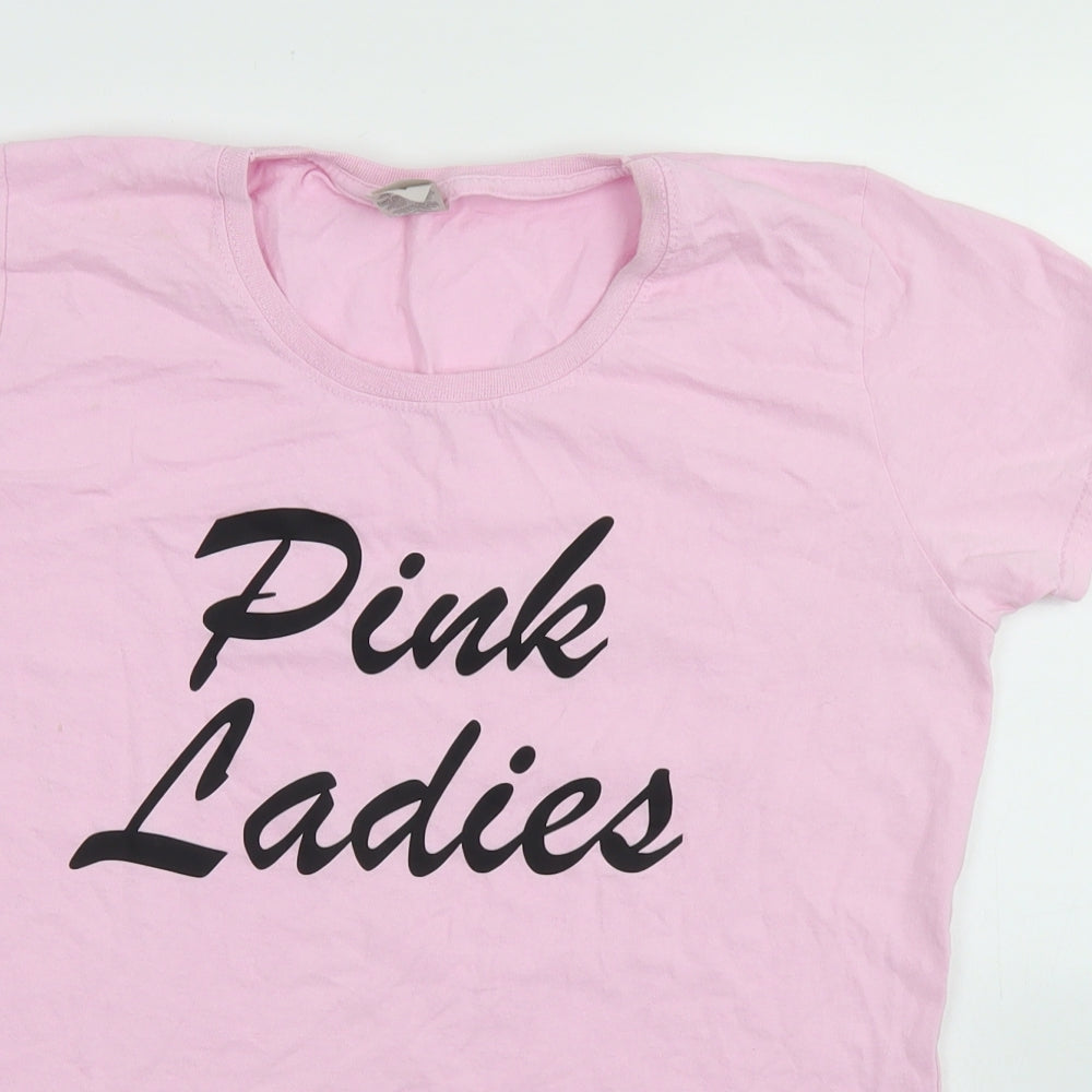 Fruit of the Loom Womens Pink  Cotton Basic T-Shirt Size L Crew Neck - Pink Ladies