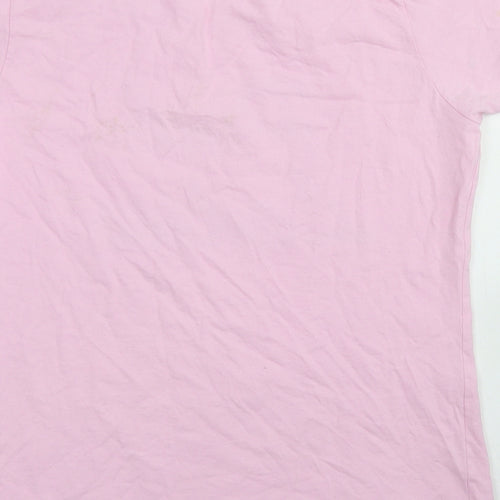 Fruit of the Loom Womens Pink  Cotton Basic T-Shirt Size L Crew Neck - Pink Ladies