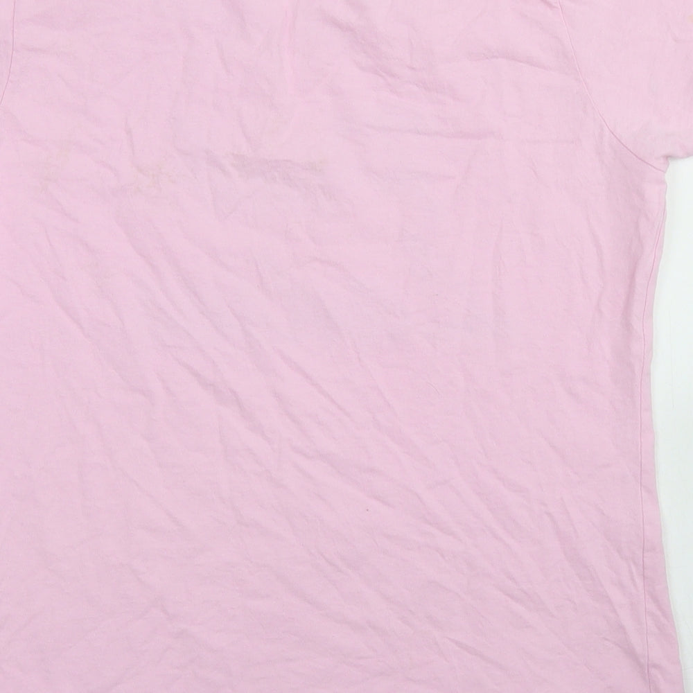Fruit of the Loom Womens Pink  Cotton Basic T-Shirt Size L Crew Neck - Pink Ladies