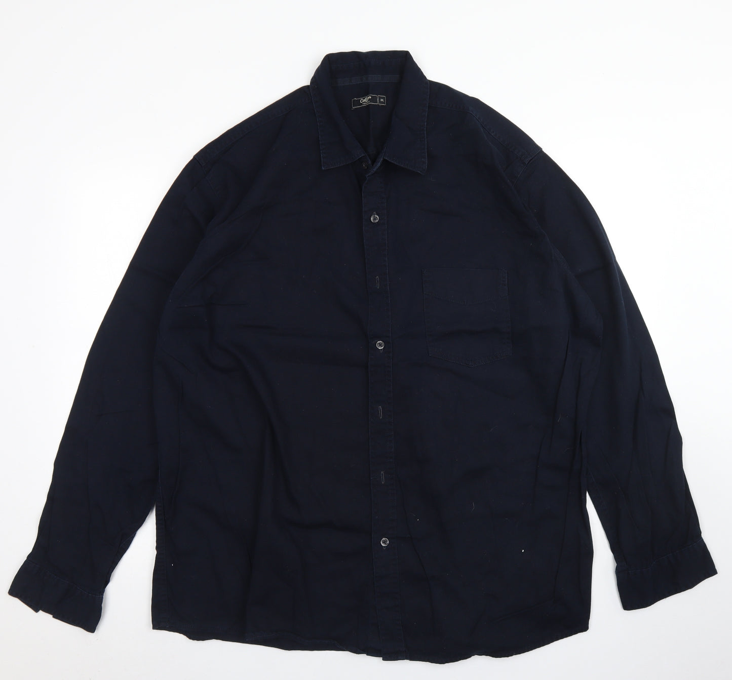 Cotton Traders Mens Blue  Cotton  Button-Up Size 3XL Collared Button