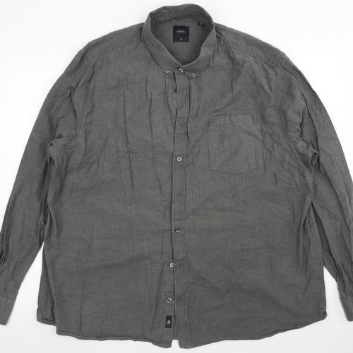 Burton Mens Grey  Cotton  Button-Up Size 2XL Collared Button