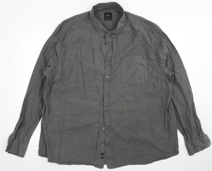 Burton Mens Grey Cotton Button-Up Size 2XL Collared Button