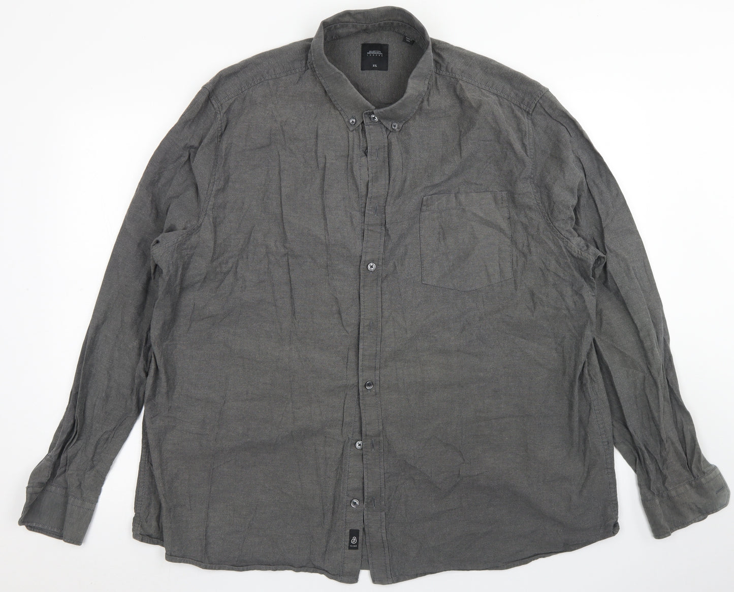 Burton Mens Grey  Cotton  Button-Up Size 2XL Collared Button