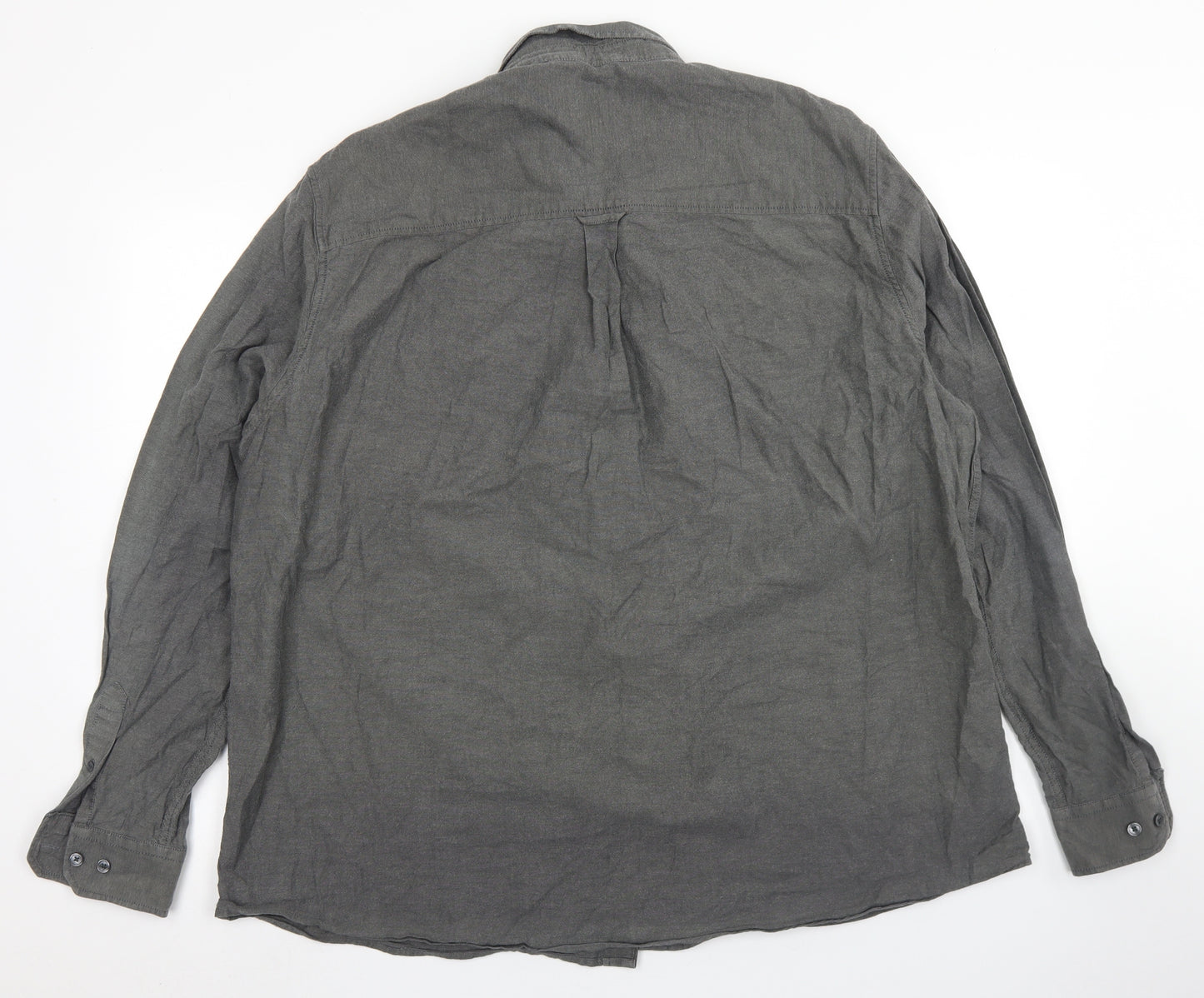 Burton Mens Grey  Cotton  Button-Up Size 2XL Collared Button