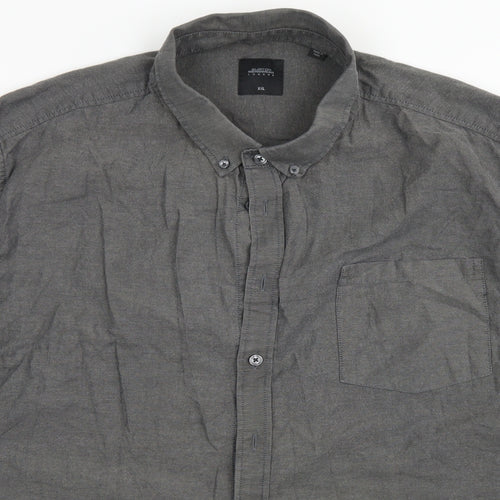 Burton Mens Grey  Cotton  Button-Up Size 2XL Collared Button
