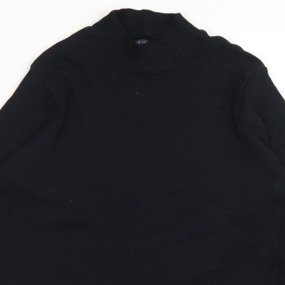 M&S Womens Black  Cotton Basic T-Shirt Size 18 Crew Neck - Lettuce Edging