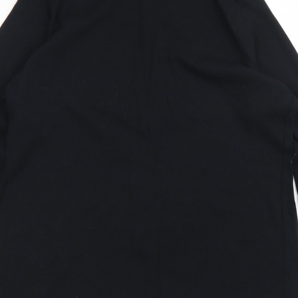 M&S Womens Black  Cotton Basic T-Shirt Size 18 Crew Neck - Lettuce Edging