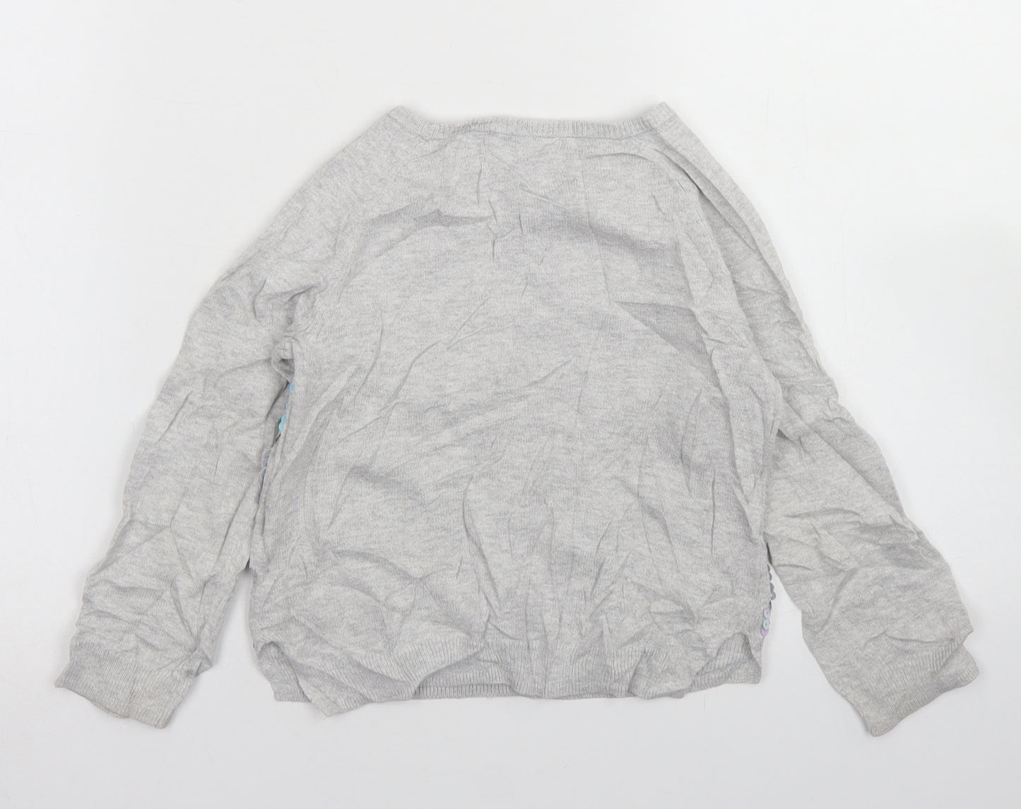H&M Girls Grey Crew Neck  Cotton Pullover Jumper Size 3-4 Years