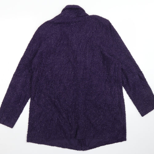Kim Company Womens Purple Collared  Nylon Cardigan Jumper Size L