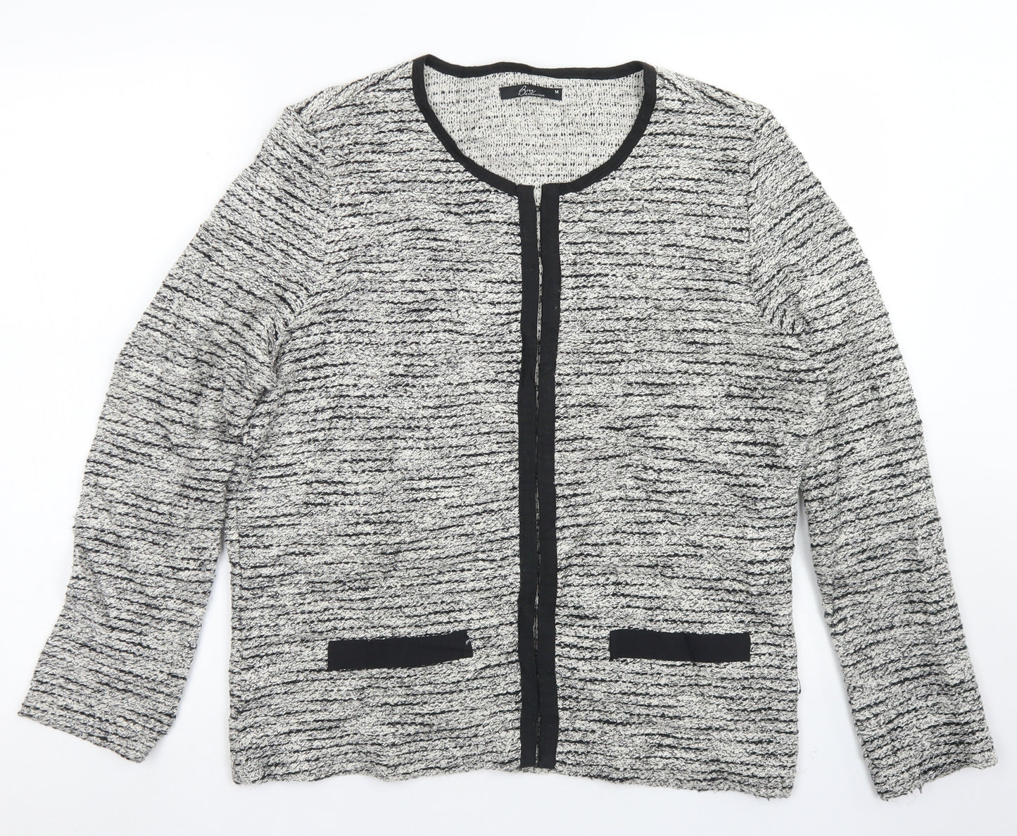 BM Collection Womens Grey Crew Neck  Cotton Cardigan Jumper Size M