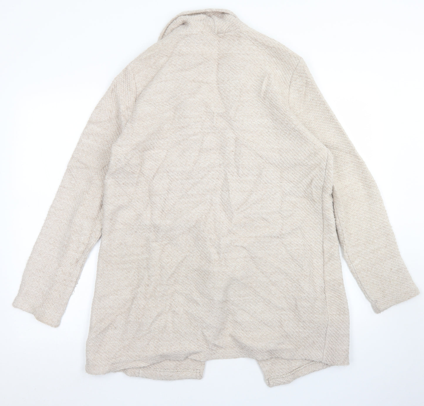 River Island Womens Beige Collared  Acrylic Cardigan Jumper Size 12