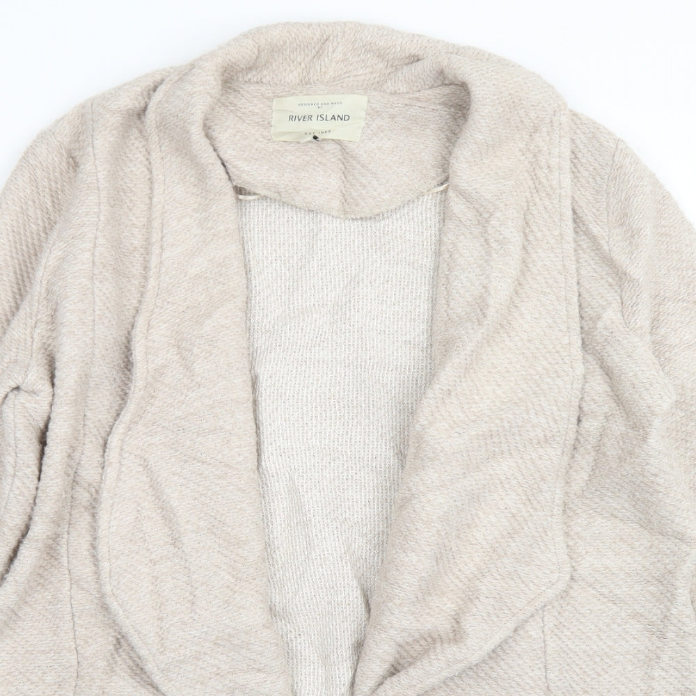 River Island Womens Beige Collared  Acrylic Cardigan Jumper Size 12