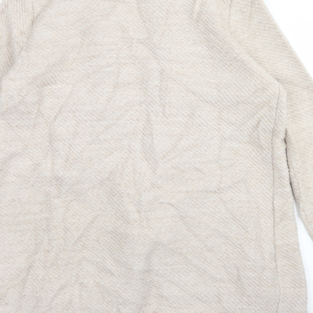 River Island Womens Beige Collared  Acrylic Cardigan Jumper Size 12