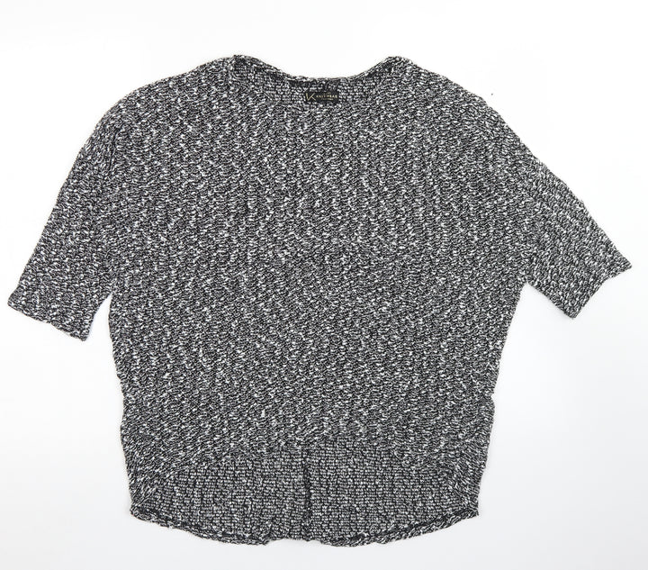 New Look Womens Grey Polyester Basic T-Shirt Size 12 Round Neck