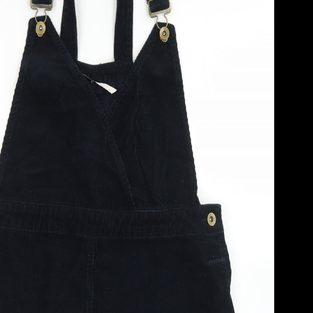 TU Womens Blue  Cotton Pinafore/Dungaree Dress  Size 12  V-Neck Button