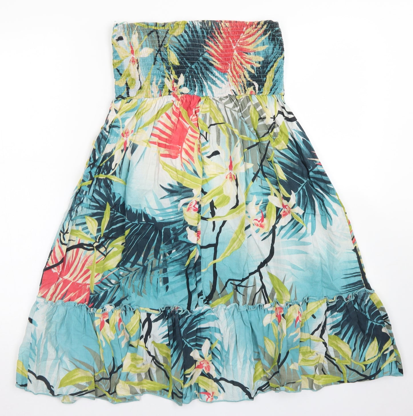George Womens Blue Floral Cotton Skater Dress  Size 14  Square Neck  - Bandeau