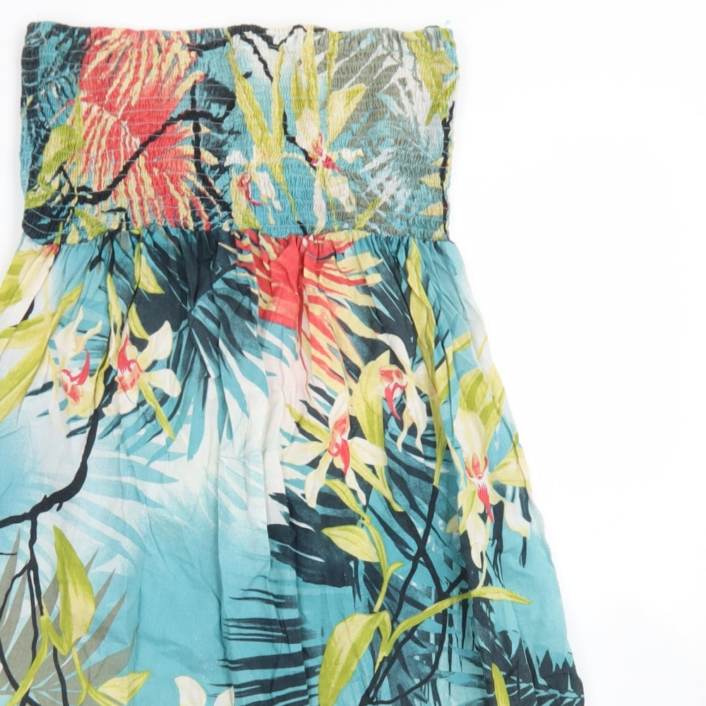 George Womens Blue Floral Cotton Skater Dress  Size 14  Square Neck  - Bandeau