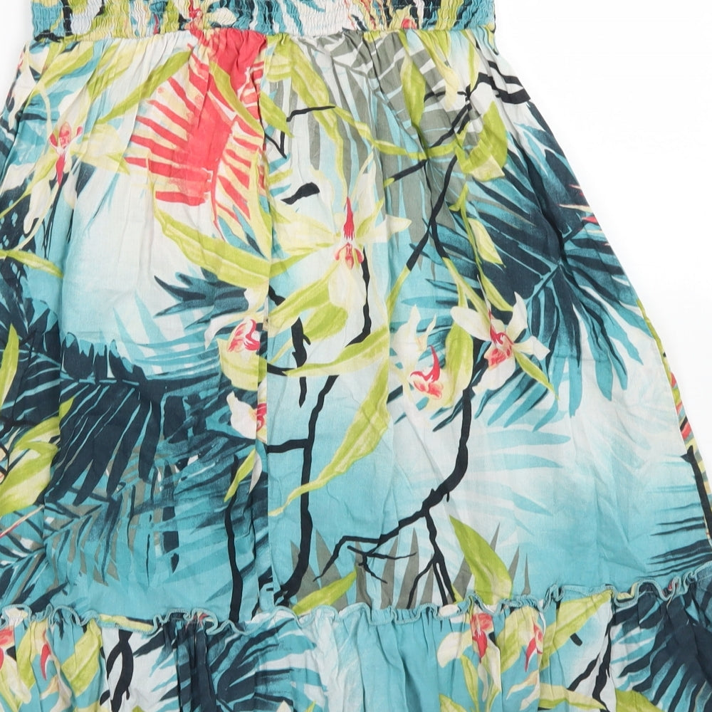 George Womens Blue Floral Cotton Skater Dress  Size 14  Square Neck  - Bandeau