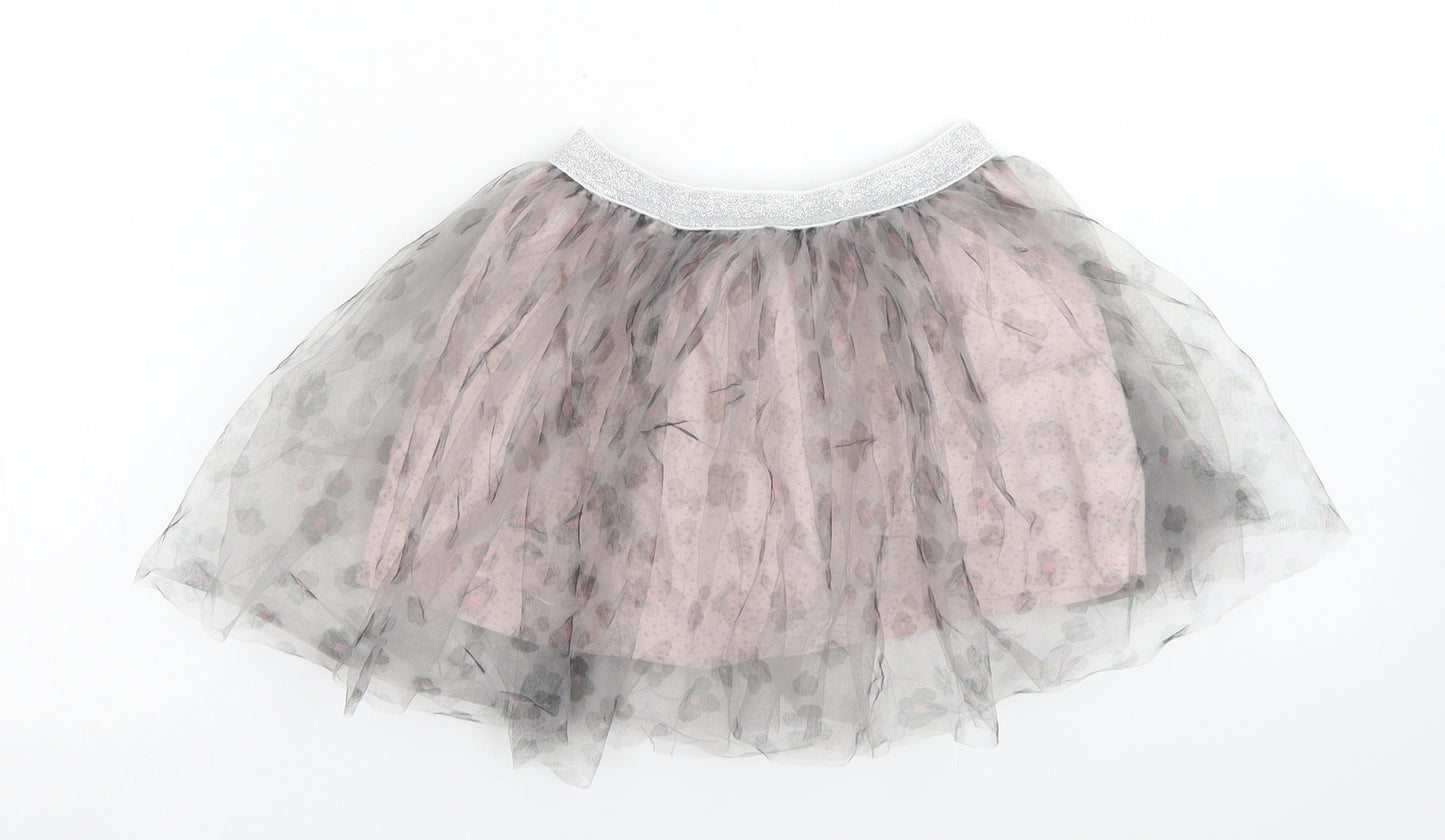 M&S Girls Grey Floral Polyester Tutu Skirt Size 2-3 Years  Regular