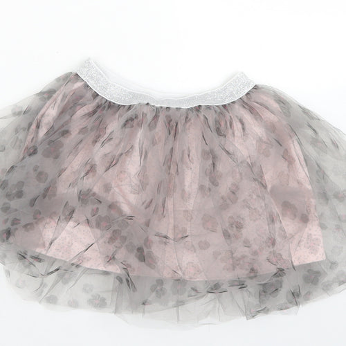 M&S Girls Grey Floral Polyester Tutu Skirt Size 2-3 Years  Regular