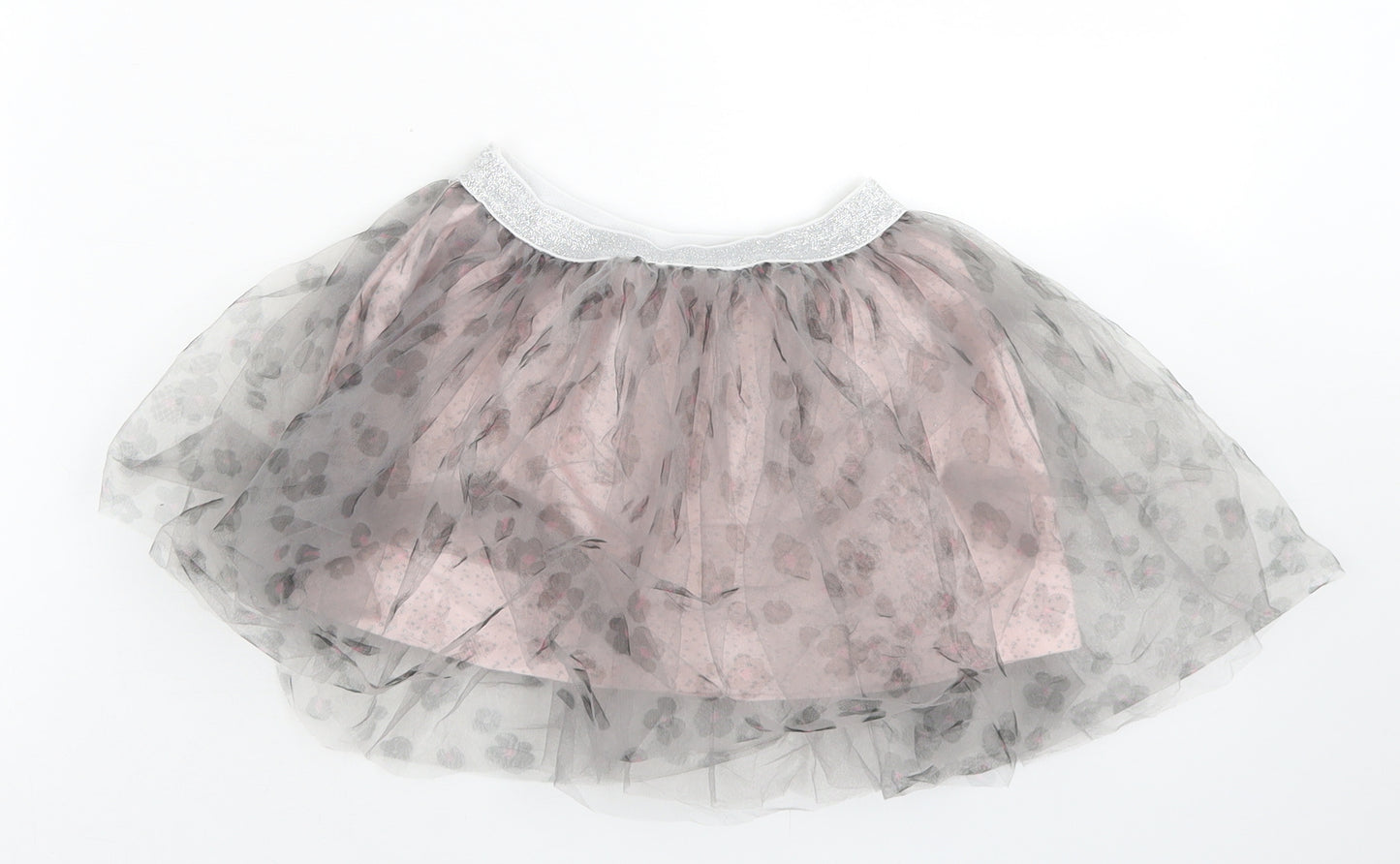 M&S Girls Grey Floral Polyester Tutu Skirt Size 2-3 Years  Regular