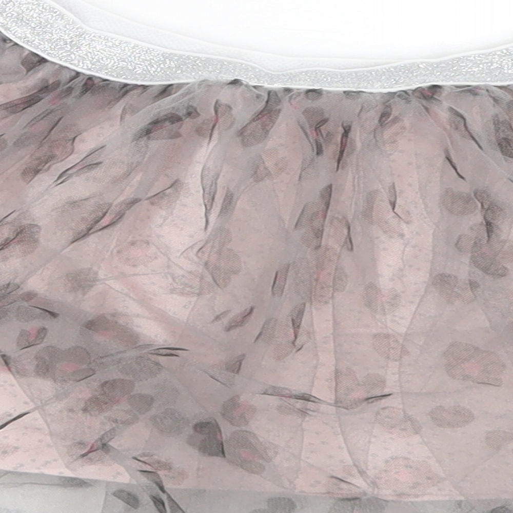 M&S Girls Grey Floral Polyester Tutu Skirt Size 2-3 Years  Regular