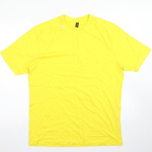 Donnay Mens Yellow  Cotton  T-Shirt Size L Crew Neck