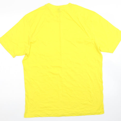 Donnay Mens Yellow  Cotton  T-Shirt Size L Crew Neck