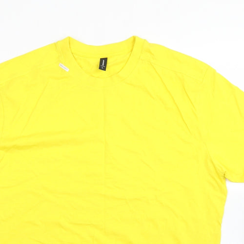 Donnay Mens Yellow  Cotton  T-Shirt Size L Crew Neck