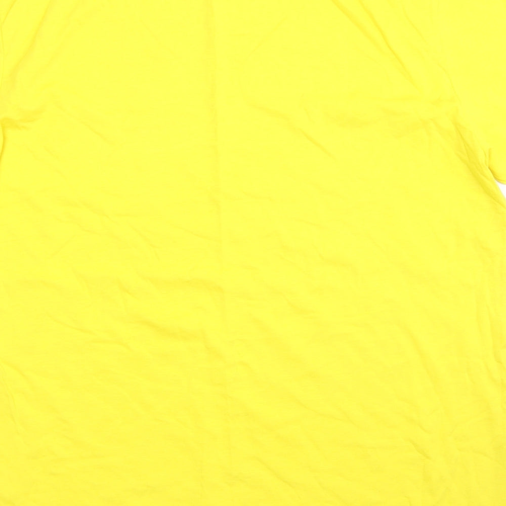 Donnay Mens Yellow  Cotton  T-Shirt Size L Crew Neck
