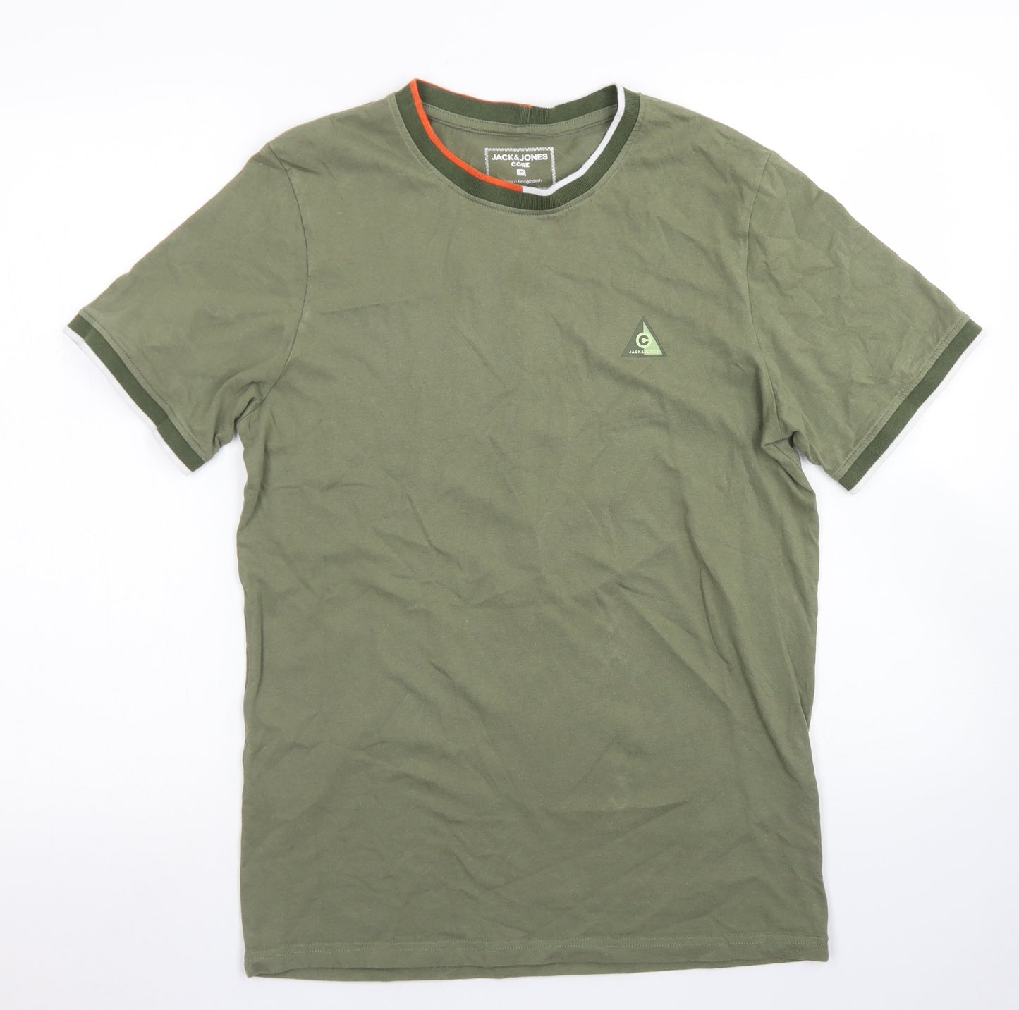 JACK & JONES Mens Green  Cotton  T-Shirt Size M Crew Neck