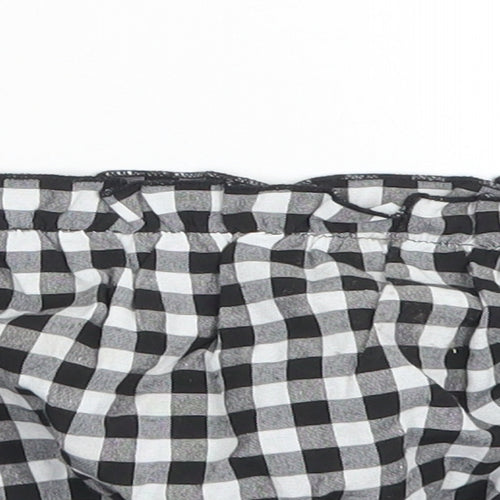 SheIn Womens Black Check Polyester Cropped Blouse Size L Off the Shoulder - Bandeau