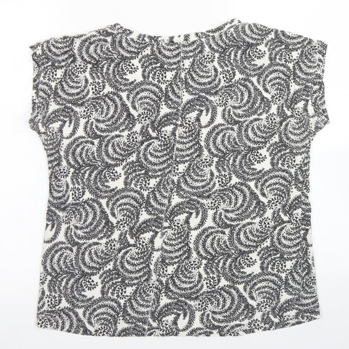 M&S Collection Womens Black Floral Cotton Basic T-Shirt Size 12 Round Neck