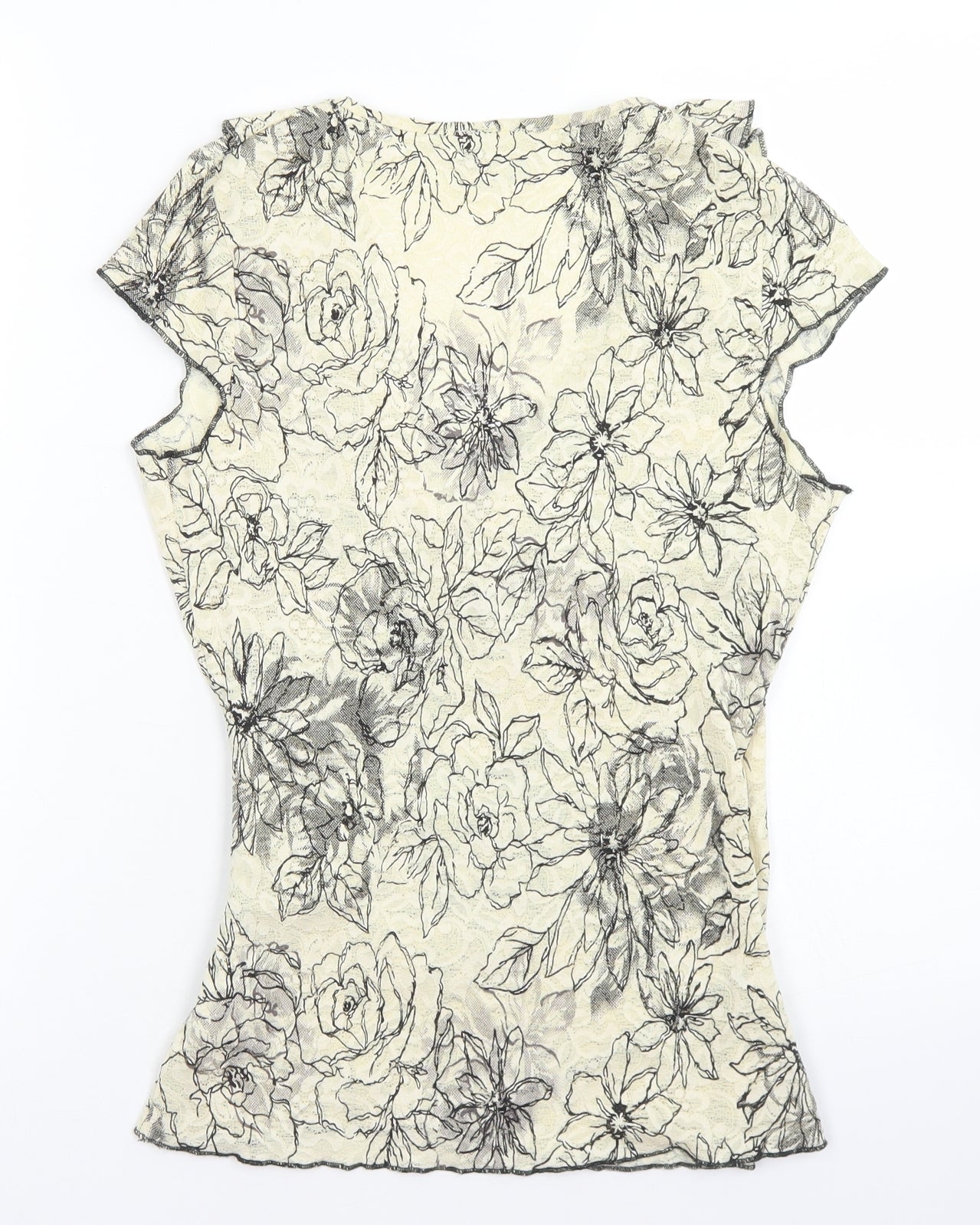 NEXT Womens Ivory Floral Nylon Wrap Blouse Size 8 V-Neck